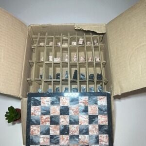 Hand Carved Chess Piece Lot Vintage Stone